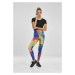 Ladies Tie Dye High Waist Leggings - royalblue/brightyellow