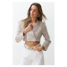 Trendyol Mink Crop Woven Blazer Jacket