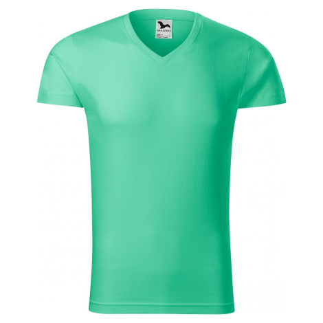 MALFINI® Pánské vypasované bavlněné slim-fit tričko do véčka