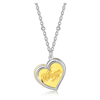 Stříbrný náhrdelník 925 - obrys srdce, zlatá barva, 