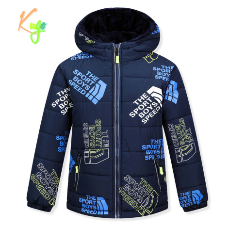 Chlapecká zimní bunda KUGO FB0325, tmavě modrá Barva: Modrá tmavě
