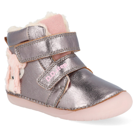 Barefoot dětské zimní boty D.D.step W070-353A stříbrné