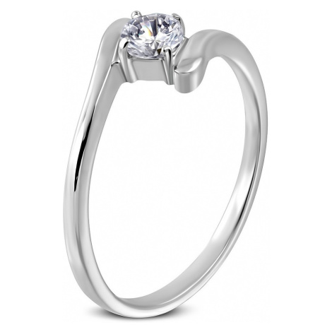 Snubní prsten - kulatý zirkon uchycený mezi konci prstene Šperky eshop