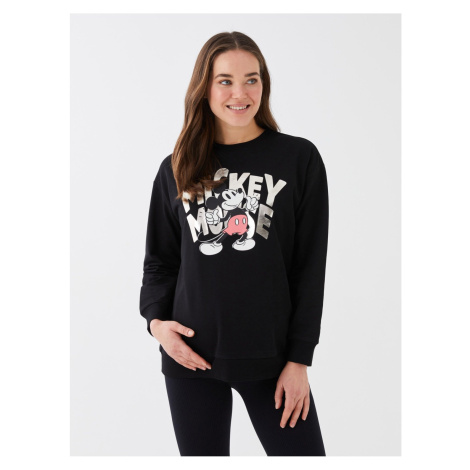 LC Waikiki Crew Neck Mickey Mouse Printed Long Sleeve Maternity Sweatshirt.