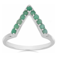 Prsten stříbrný s broušenými smaragdy Ag 925 034710 EM - 57 mm , 2,6 g