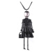 Camerazar Dámský dlouhý svetr s originálním náhrdelníkem ve tvaru panenky, černý bižuterní kov, 