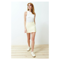 Trendyol Yellow Double Slit Super Mini Woven Short Skirt