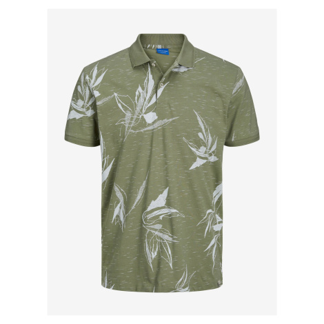 Zelené pánské vzorované polo tričko Jack & Jones Rayon - Pánské