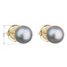Zlaté 14 karátové náušnice pecky s šedou říční perlou 921004.3