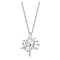 Stříbrný 925 náhrdelník - strom života, kulatý zirkon, řetízek s kuličkami