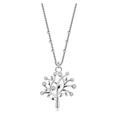 Stříbrný 925 náhrdelník - strom života, kulatý zirkon, řetízek s kuličkami Šperky eshop