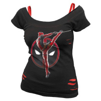 Deadpool Deadpool - Pose - 2 in1 Red Ripped Top Dámské tričko černá