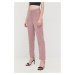 Kalhoty Guess dámské, fialová barva, jednoduché, high waist