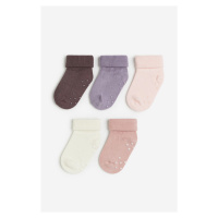 H & M - 5 párů protiskluzových ponožek - fialová