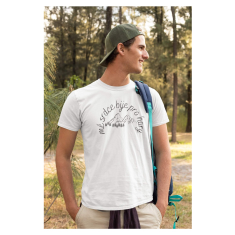 Pánské tričko Mé srdce bije pro hory Barva: Bíla