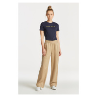 KALHOTY GANT LINEN VISCOSE PULL-ON PANTS hnědá