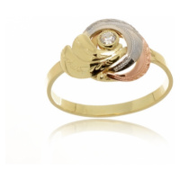 Dámský zlatý prsten se zirkonem tříbarevný PR0397 + DÁREK ZDARMA