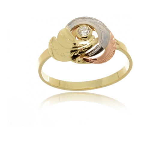 Dámský zlatý prsten se zirkonem tříbarevný PR0397 + DÁREK ZDARMA