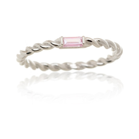 Dámský prsten z bílého zlata s růžovým zirkonem PR0671F + DÁREK ZDARMA Ego Fashion