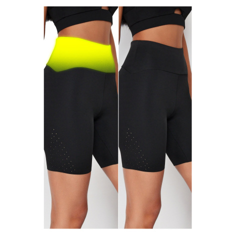 Trendyol Black Waist Extra Recovery Micro Hole Knitted Sports Biker/Cyclist/Short Leggings