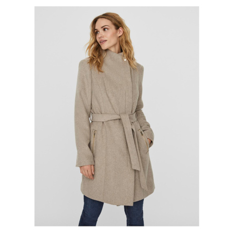 Béžový dámský kabát s příměsí vlny Vero Moda Wodope