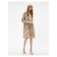 Koton Short Floral Dress Polo Neck Long Sleeve