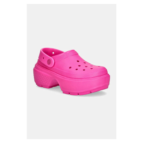 Pantofle Crocs Stomp Clog dámské, růžová barva, na platformě, 209347