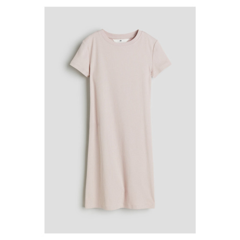 H & M - Žebrované tričkové šaty - růžová H&M