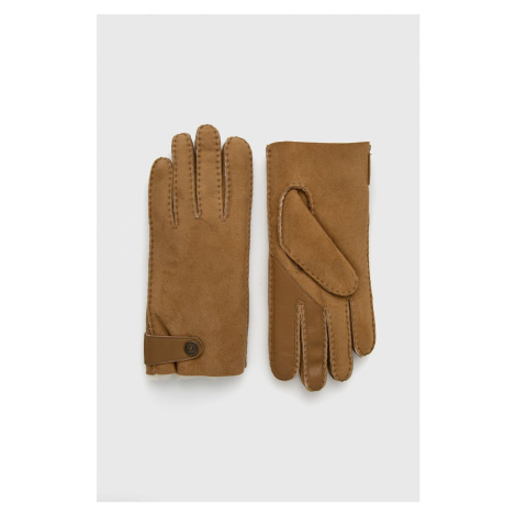 Semišové rukavice UGG pánské, hnědá barva