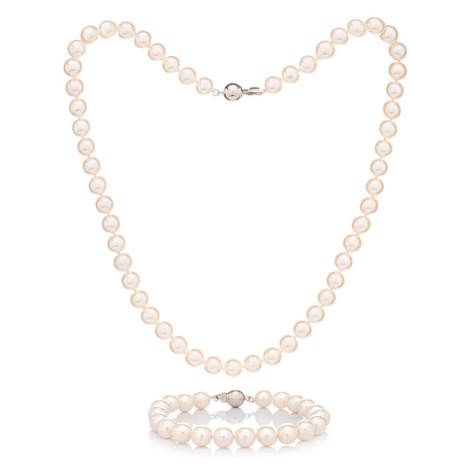 Buka Jewelry | Perlový set náramek a náhrdelník Akoya 7 AAA ST878