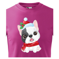 Dětské tričko s potiskem Vánočního buldočku - roztomilé dětské tričko