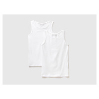 Benetton, Two Tank Tops In Super Stretch Organic Cotton