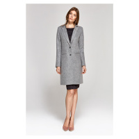 Vlněný dámský kabát s kapsami a klopovým límcem - XXL