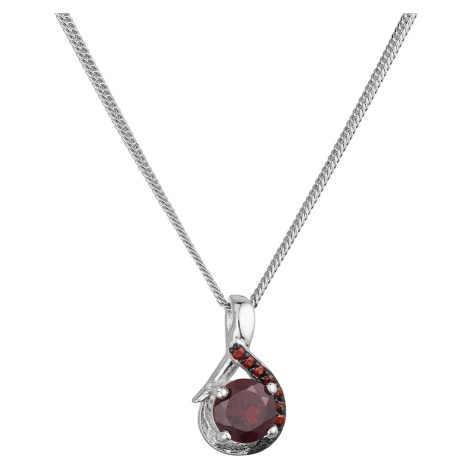 Evolution Group Stříbrný náhrdelník luxusní s pravými kameny rudá slza 12089.3 garnet
