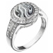 Stříbrný prsten kulatý černobílý mramor se Swarovski krystaly 75017.1