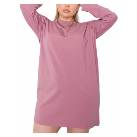 Růžové basic šaty s dlouhým rukávem
