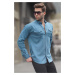 Madmext Men's Blue Comfortable Fit Gabardine Shirt 6810