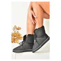 Fox Shoes Women's Black Fabric Collar Shearling Boots