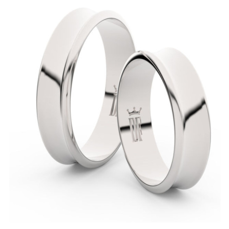 Snubní prsteny z bílého zlata, 5 mm, konkávní, pár - 5A50