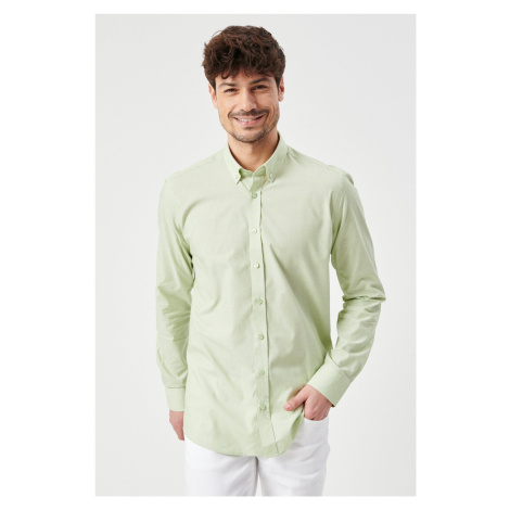 ALTINYILDIZ CLASSICS Men's Green Slim Fit Slim Fit Shirt with Buttons and Collar Pattern AC&Co / Altınyıldız Classics