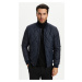 River Club Men's Navy Blue Water And Windproof Quilted Patterned Coat