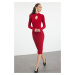 Trendyol Red Midi Knitwear Window/Cut Out Dress