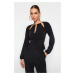 Trendyol Black Window/Cut Out Detailed Accessory Knitted Blouse