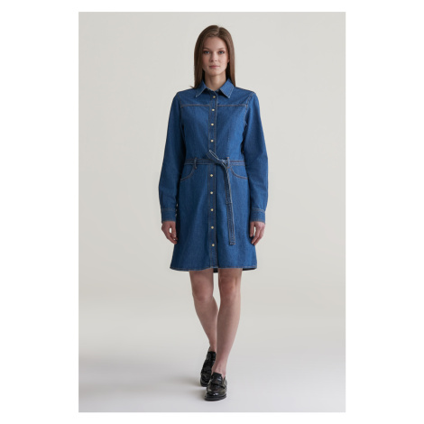 ŠATY GANT REG DENIM DRESS INDIGO