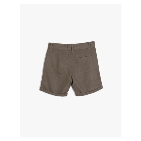 Koton Linen Shorts with Buttons and Pocket