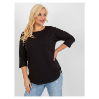 Černá delší základní halenka plus size s 3/4 rukávem