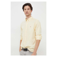 Košile Tommy Hilfiger pánská, žlutá barva, regular, s límečkem button-down, MW0MW29968