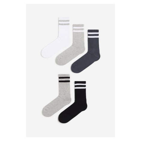 H & M - Balení: 5 párů ponožek - šedá H&M