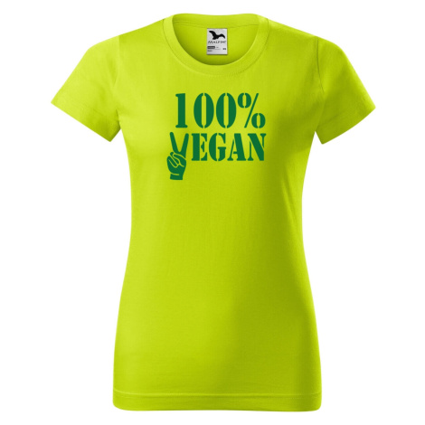 DOBRÝ TRIKO Dámské tričko 100% vegan zelený potisk Barva: Limetková