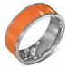 Hladký ocelový kroužek v oranžové barvě se stříbrným okrajem